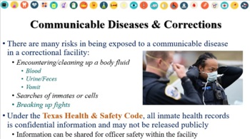 Preview of Corrections & Communicable Diseases PowerPoint + Notes for Correctional Services