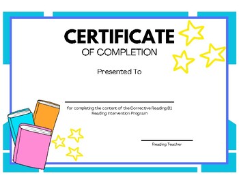 Corrective Reading B1 Certificates - Completion and Mastery by Heather ...