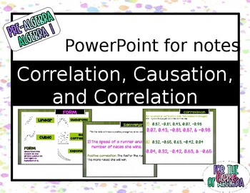 Preview of Correlation, Causation, and r PPT for notes  (GSE Algebra 1)