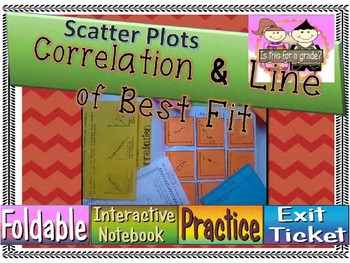 Preview of Correlation & Line of Best Fit Foldable, INB, Practice, & Exit Ticket