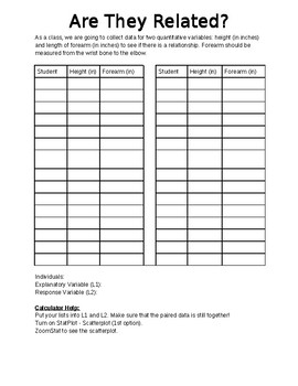 Preview of Correlation & Regression Notes/Activity