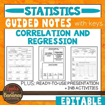Preview of Correlation and Regression - Guided Notes, Presentation, and INB Activities