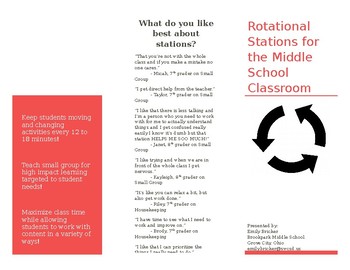 Preview of Rotational Stations for the Everyday Middle School Classroom (brochure)
