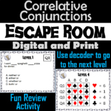 Correlative Conjunctions Activity: Escape Room Grammar Rev
