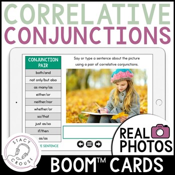 Preview of Correlative Conjunctions Speech Therapy BOOM™ CARDS Complex Compound Sentences