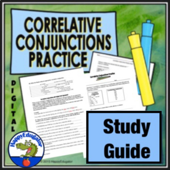 Preview of Correlative Conjunctions Practice Worksheet Study Guide Digital and Print