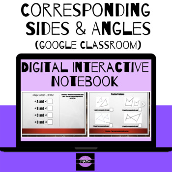 Preview of Corresponding Sides & Angles – Digital Interactive Notebook for Google Classroom