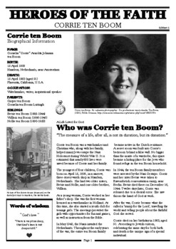 Preview of Corrie ten boom, Heroes of the Faith newspaper, crossword puzzle, A4 UK English