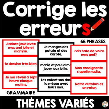 Preview of Grammaire - Corrige les erreurs  (verbes, pluriel, orthographe) - French Grammar