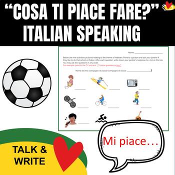 Preview of Cosa Ti Piace Fare? Beginner Italian Speaking Activity