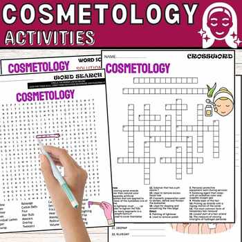 Preview of Cosmetology Fun Worksheets,Vocabulary,Puzzles,Wordsearch & Crosswords