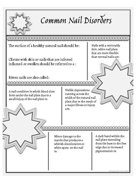 Preview of Cosmetology Graphic Organizer Nail Diseases & Disorders