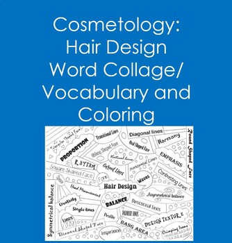 Preview of Cosmetology:  Hair Design Word Collage (Vocabulary, Coloring, Word Wall)