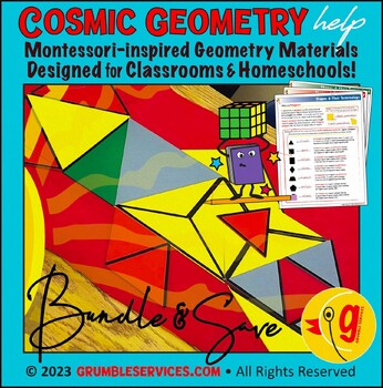 Preview of Cosmic GEOMETRY: Montessori Geometric Solids, Lines, Angles, Polygons, Measuring
