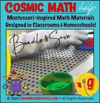 Preview of Cosmic MATH: Montessori Pegboard Decimal Board Fractions Algebra & Word Problems