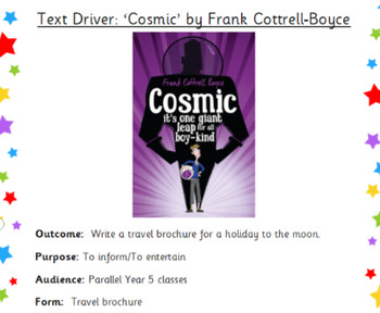 Preview of Cosmic by Frank Cottrell-Boyce - Grade 4 Unit of Writing Resource