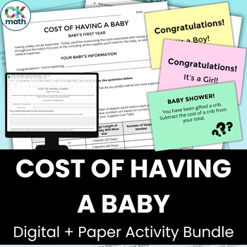 Preview of Cost of Having a Baby - Financial Literacy Project DIGITAL + PAPER Bundle!