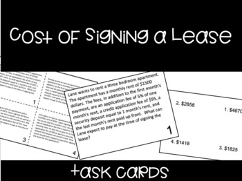 Preview of Cost of Signing a Lease - Editable Task Cards