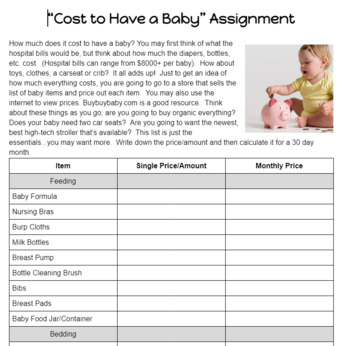 cost of a baby assignment