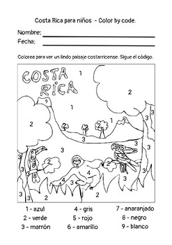 Preview of Costa Rica: Colorea según el código.