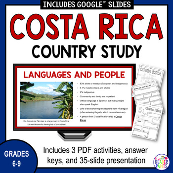 Preview of Costa Rica Country Study - Costa Rica Presentation and Activities - Geography