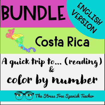 Preview of Costa Rica ENGLISH VERSION Reading AND Color By Number BUNDLE