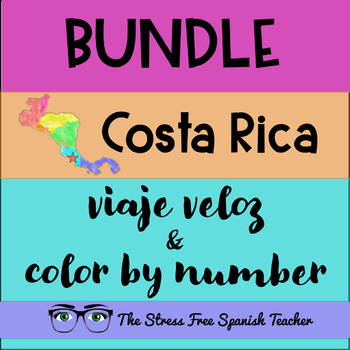 Preview of Costa Rica Spanish CI Reading AND Color By Number BUNDLE