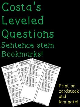 Preview of Costa's Leveled Questions Book Marks