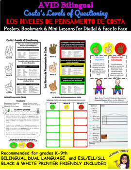 Preview of Costa's Levels of Questioning / Niveles de Pensamiento de Costa Bilingual Poster