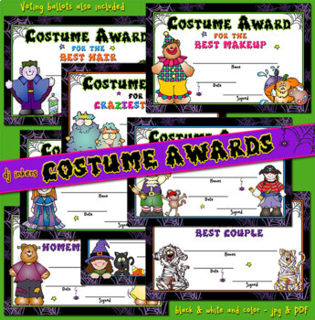 Preview of Costume Awards - 8 Printable Halloween Costume Contest Certificates