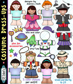 Preview of Costume Dress Up Kids Clip Art and Printables Download
