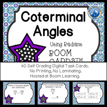Preview of Coterminal Angles in Radians Boom Cards--Digital Task Cards