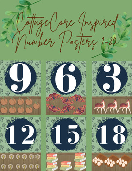 Preview of Cottage Core Inspired Number Posters 1-20