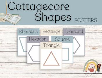 Preview of Cottagecore Shapes Posters | Calm, Neutral Classroom Decor