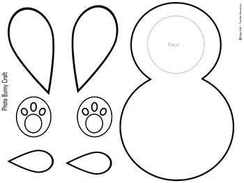 Cotton Ball Bunny Craft Template for Easter with Kid's Picture | TPT
