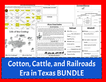 Preview of Cotton, Cattle & Railroad Era in Texas BUNDLE