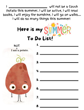 Preview of Couch Potato Summer To Do List