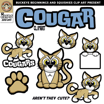Preview of Cougar Clip Art {Squishies Clipart}