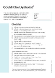 Could it be Dyslexia? Checklist