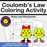 Coulomb's Law Coloring Activity: Notes and Worksheets for Physics