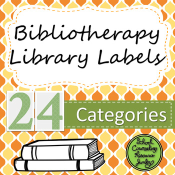 Preview of Bibliotherapy Counseling Bookshelf Library Labels: Orange & Yellow