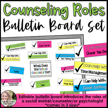 Preview of Counseling Bulletin Board Set Roles of a Counselor or Roles of a Social Worker