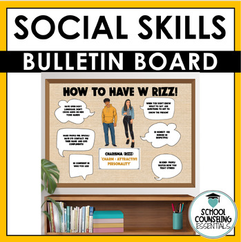 Preview of Counseling Bulletin Board Social Skills How to Have W Rizz for Teens!
