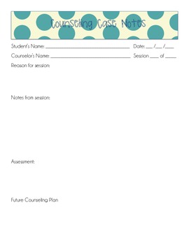 Preview of Counseling Case Notes Template - Polka Dot