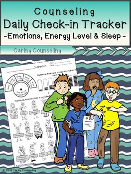 Preview of Counseling - Daily Check-in Tracker - Emotions, Energy Level and Sleep