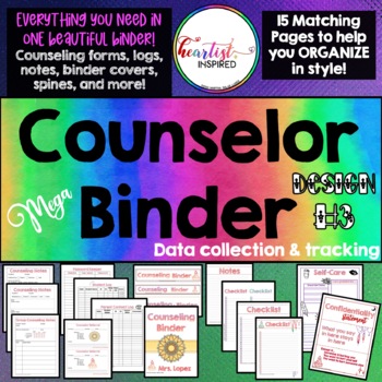 Preview of Counseling Forms, Logs, Self-Care, Note-Taking, Data Binder with Cover & Spine