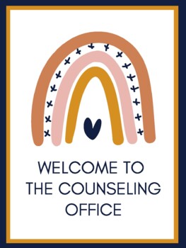 Preview of Boho Rainbow Counseling Office Sign and Confidentiality Poster