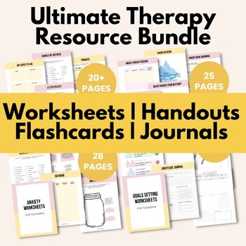 Preview of Counseling Worksheets Bundle Counseling essential resources, teen mental health