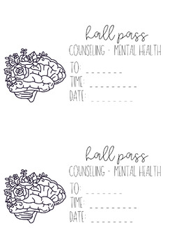 Preview of Counseling and Mental Health Hall Pass