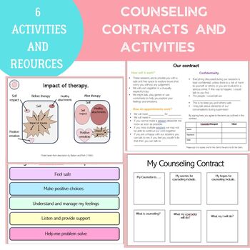 Preview of Low-prep. Social and emotional. Counseling contract and activities